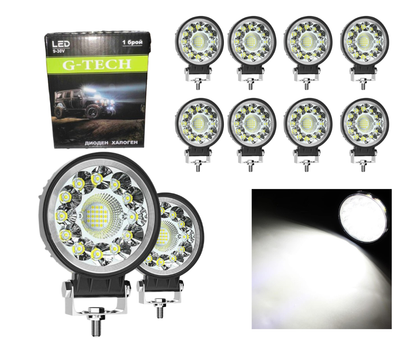 G-TECH LED Халогени NA270 – Пакет 10 бр | 132W, 33 Диода | 6000K | 10V–30V | Професионално осветление