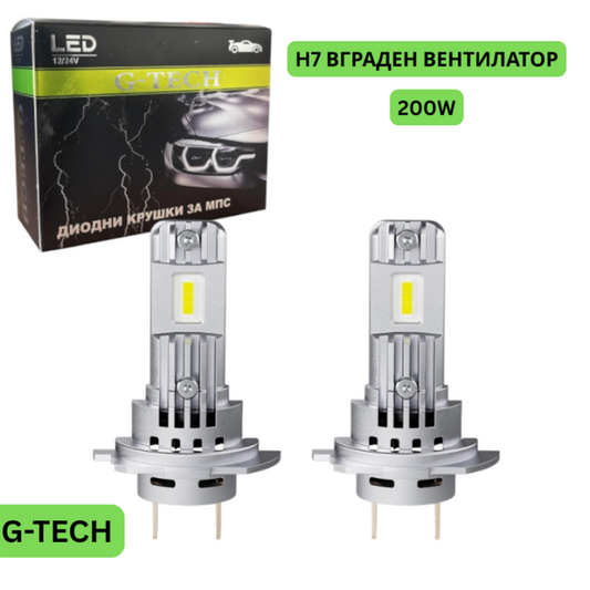 Диодни крушки H7 200W с вграден вентилатор