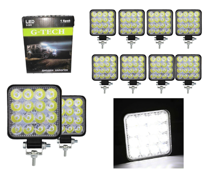 G-TECH LED Халогени GUN1111 – Пакет 10 бр | 64W, 16 Диода | 12V–24V | Професионално осветление на ТОП цена