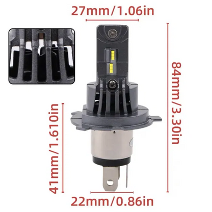 Диодни крушки H4 200W с вграден вентилатор – Мини дизайн, максимална яркост