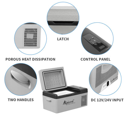 Alpicool 20L Компресорен Авто Хладилник и Фризер -20°C | 12V / 24V / 220V | Портативна Хладилна Кутия за Кола, Къмпинг и Каравана-T428