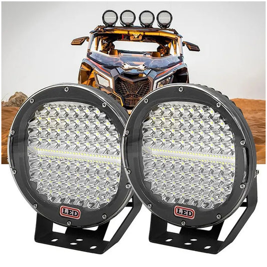 2 БРОЯ 9″ Мощни 384W LED Халогени ФАРОВЕ за джипове камиони 9-30V