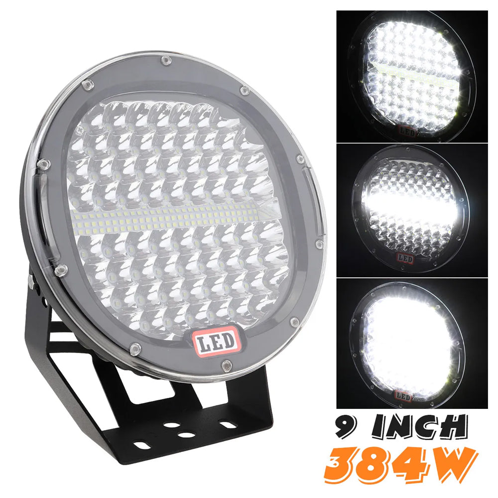 2 БРОЯ 9″ Мощни 384W LED Халогени ФАРОВЕ за джипове камиони 9-30V