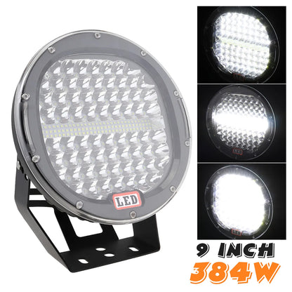 2 БРОЯ 9″ Мощни 384W LED Халогени ФАРОВЕ за джипове камиони 9-30V
